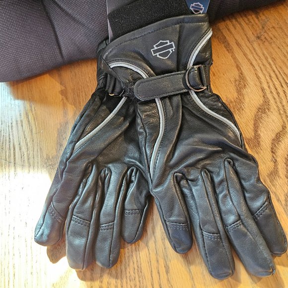 NWT Harley-Davidson Womens Windshielder Gauntlet Leather Gloves, Black - Medium - Picture 1 of 6
